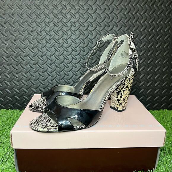 Bandolino two Toned Snake print open toe Heels Womans Size 10 - Picture 1 of 6